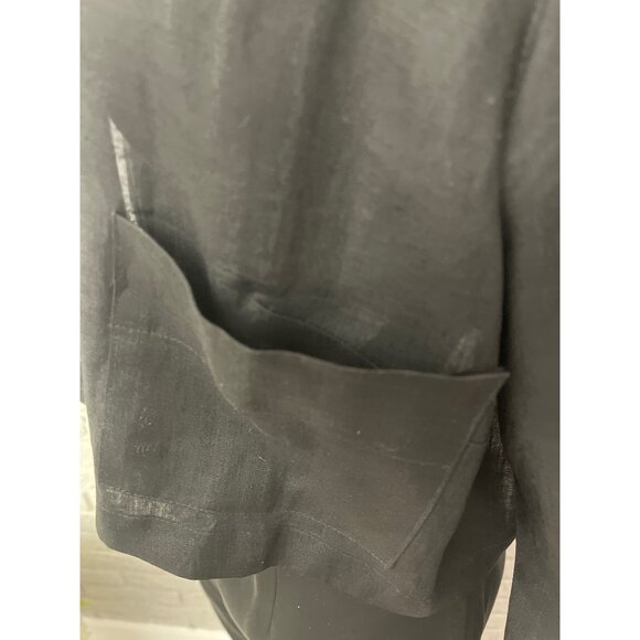 Yves Cossette for Saks Fifth Avenue Women Black Cropped Linen Top Size 10 - Picture 7 of 10